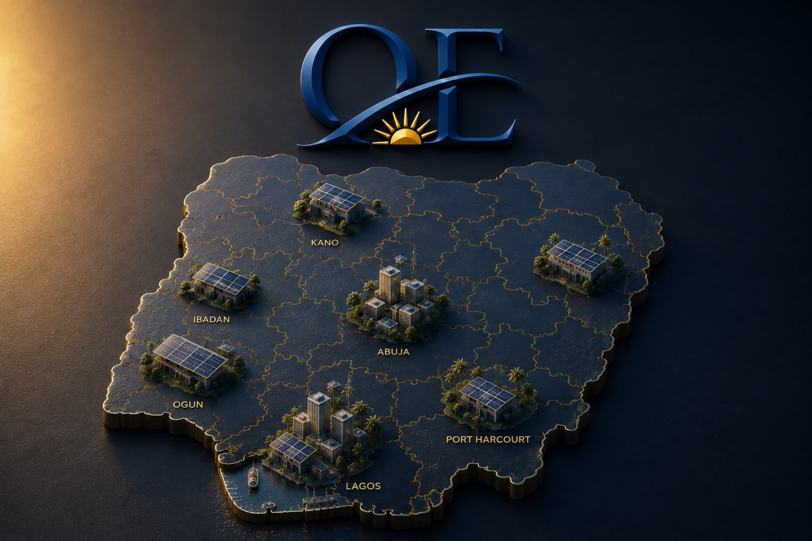 Lagos Nigeria commercial skyline representing Olasupo Energy nationwide solar coverage